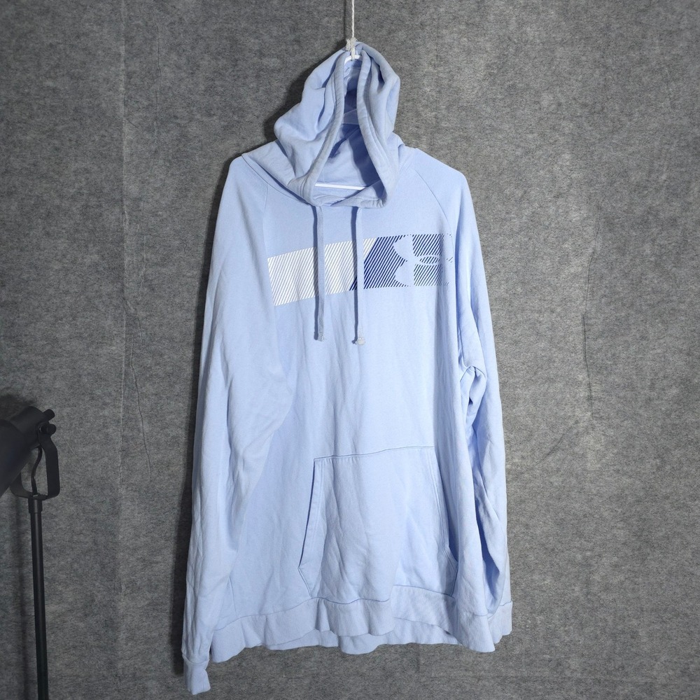 Under Armour Rival Fleece Hoodie Mens 4XL Blue Graphic Logo Pullover 1376337
